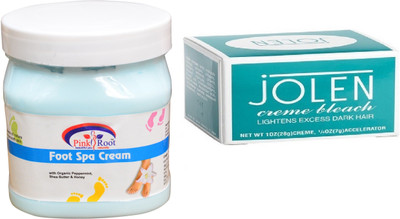 

Pink Root Foot Spa Cream 500ml, JOLEN Creme Bleach(Set of 2)