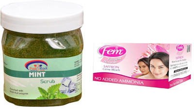 

Pink Root Mint Scrub 500ml, Fem Saffron Bleach(Set of 2)