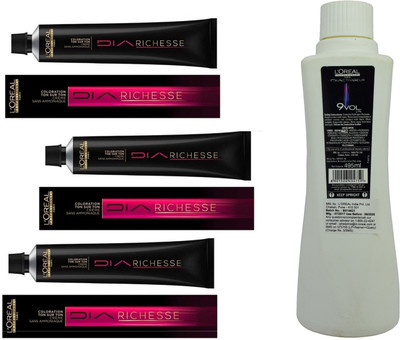 

L'Oreal DIA Ammonia Free hair color6 Dark Blonde (3 tube) 60mL+ DIA Activateur Developer 495mL(Set of 4)