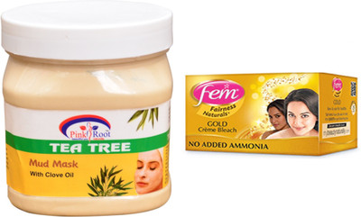 

Pink Root Tea Tree Mud Mask 500ml, Fem Gold Bleach(Set of 2)