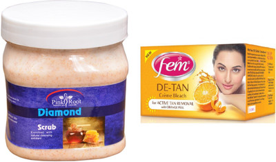 

Pink Root Diamond Scrub 500ml, Fem De-Tan Bleach(Set of 2)