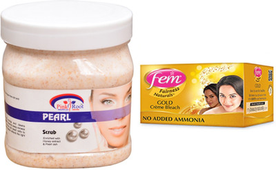 

Pink Root Pearl Scrub 500ml, Fem Gold Bleach(Set of 2)