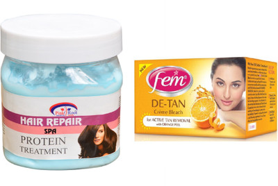 

Pink Root Hair Repair Spa 500ml, Fem De-Tan Bleach(Set of 2)