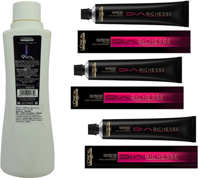 

L'Oreal DIA Ammonia Free hair color 5.25 Iced Chestnut(3 tube) 60mL+ DIA Activateur Developer 495mL(Set of 4)