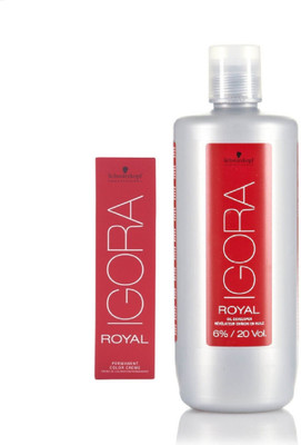 

Schwarzkopf Igora Royal Permanent color crème 6-6 Dark Blonde Chocolate (1 tube) 60mL+ Igora Oil Developer 1000 mL(Set of 2)