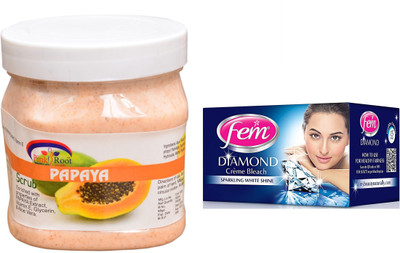 

Pink Root Papaya Scrub 500ml, Fem Diamond Bleach(Set of 2)