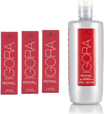 

Schwarzkopf Igora Royal Permanent color crème 7-4 Medium Blonde Beige(3tube) 60mL+ Igora Oil Developer 1000 mL(Set of 4)