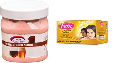 

Pink Root Wine & Beer Scrub 500ml, Fem Gold Bleach(Set of 2)