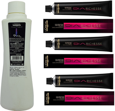 

L'Oreal DIA Ammonia Free hair color 5 Light Brown(3 tube) 60mL+ DIA Activateur Developer 495mL(Set of 4)