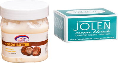 

Pink Root Cocoa Butter Cream 500ml, JOLEN Creme Bleach(Set of 2)