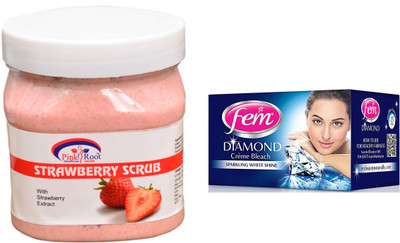 

Pink Root Strawberry Scrub 500ml, Fem Diamond Bleach(Set of 2)