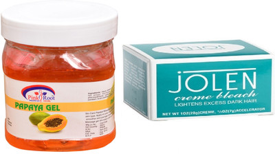 

Pink Root Papaya Gel 500ml, JOLEN Creme Bleach(Set of 2)