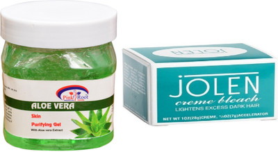 

Pink Root Aloe Vera Gel 500ml, JOLEN Creme Bleach(Set of 2)