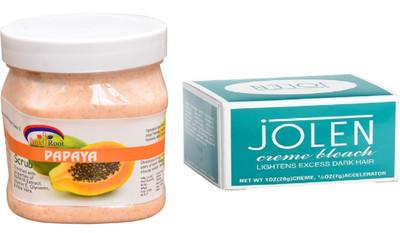 

Pink Root Papaya Scrub 500ml, JOLEN Creme Bleach(Set of 2)