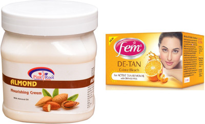 

Pink Root Almond Nourishing Cream 500ml, Fem De-Tan Bleach(Set of 2)
