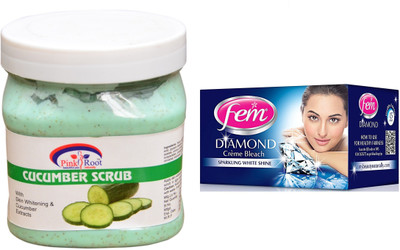 

Pink Root Cucumber Scrub 500ml, Fem Diamond Bleach(Set of 2)