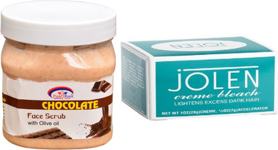 

Pink Root Chocolate Scrub 500ml, JOLEN Creme Bleach(Set of 2)