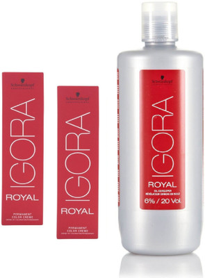 

Schwarzkopf Igora Royal Permanent color crème 4-88 Medium Brown Red Extra(2tube) 60mL+ Igora Oil Developer 1000 mL(Set of 3)