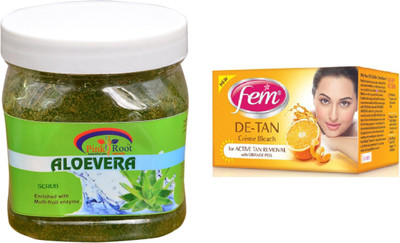 

Pink Root Aloe Vera Scrub 500ml, Fem De-Tan Bleach(Set of 2)
