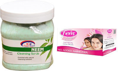 

Pink Root Neem Scrub 500ml, Fem Saffron Bleach(Set of 2)