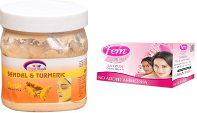 

Pink Root Sandal & Turmeric Mask 500ml, Fem Saffron Bleach(Set of 2)