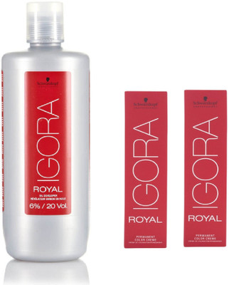 

Schwarzkopf Igora Royal Permanent color crème 5-4 Light Brown Beige (2 tube) 60mL+ Igora Oil Developer 1000 mL(Set of 3)
