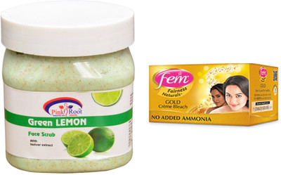 

Pink Root Green Lemon Scrub 500ml, Fem Gold Bleach(Set of 2)