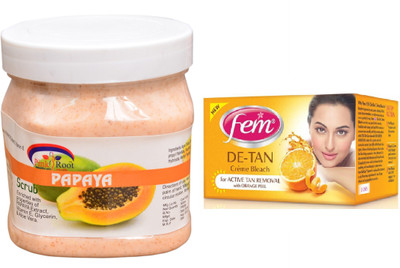 

Pink Root Papaya Scrub 500ml, Fem De-Tan Bleach(Set of 2)