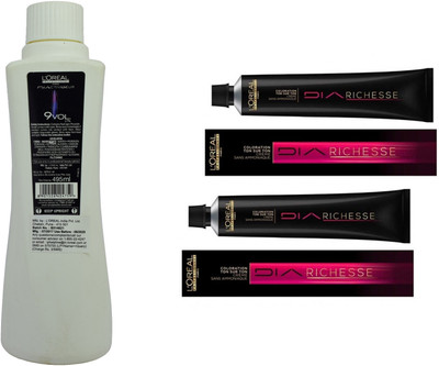 

L'Oreal DIA Ammonia Free hair color 6.34 Honey Chestnut(2 tube) 60mL+ DIA Activateur Developer 495mL(Set of 3)