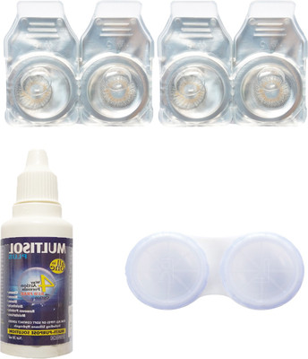 

Crystal grey & grey Colored Contact lenses with Case & solution Monthly Contact Lens(0, Grey, Pack of 4)