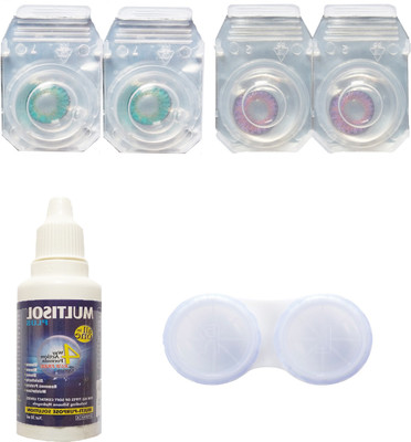 

Crystal torquise & voilet Colored Contact lenses with Case & solution Monthly Contact Lens(0, Green Turquoise, Pack of 4)