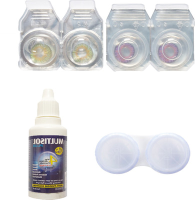 

Crystal green & voilet Colored Contact lenses with Case & solution Monthly Contact Lens(0, Green, Pack of 4)