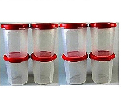 Tupperware - 450 ml, 450 ml, 450 ml, 450 ml, 450 ml, 450 ml, 450 ml, 450 ml Polypropylene Tea Coffee & Sugar Container, Pickle Container & Salt Pepper Container(Pack of 8, Red)