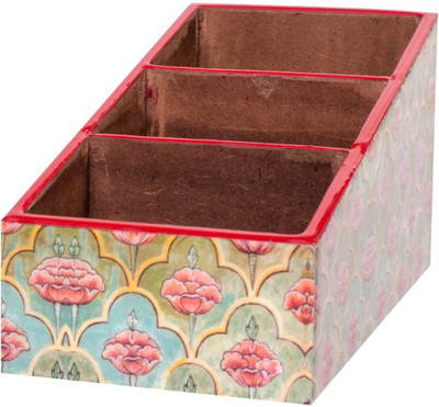 

Scrafts 3 Compartments Wooden 1 Remote Holder(Multicolor)