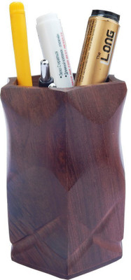 

Desi Karigar 1 Compartments Wooden Pen Stand Holder Cutter Work Table Decorative Handicraft Gift Item(Brown)