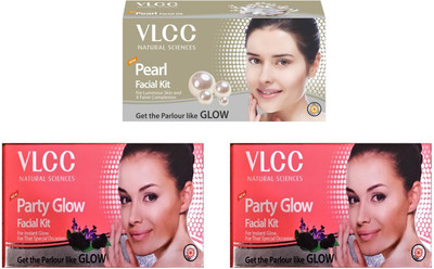 

VLCC Original Pearl and 2 Packs of Party-Glow Facial Kit 0.18 g(Set of 3)