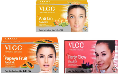 

VLCC Original Papaya, Anti-Tan and Party-Glow Facial Kit 0.18 g(Set of 3)