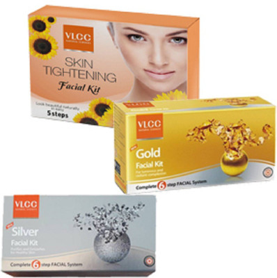 

VLCC Gold and Sliver and Skin Tightening Facial Kit 145 g(Set of 3)