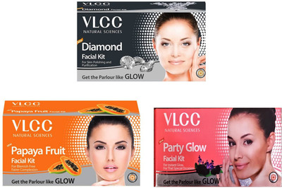 

VLCC Original Papaya, Diamond and Party-Glow Facial Kit 0.18 g(Set of 3)