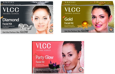 

VLCC Original Diamond, Gold and Party-Glow Facial Kit 0.18 g(Set of 3)