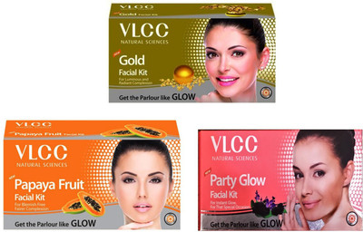 

VLCC Original Papaya, Gold and Party-Glow Facial Kit 0.18 g(Set of 3)