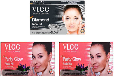 

VLCC Original Diamond and 2 packs of Party-Glow Facial Kit 0.18 g(Set of 3)