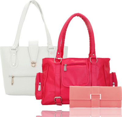 

Lady bar Shoulder Bag(White, Pink), Pink;white