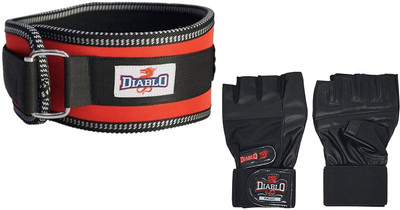 

DIABLO Gym Belt With Gym Gloves Combo Pack (Size-L, Red) Gym & Fitness Kit