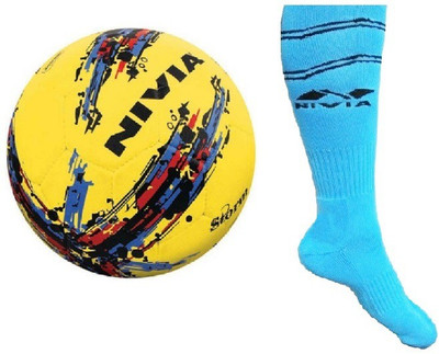 

Nivia Combo Of Two- One 'Storm' Football (Size-5) And One Pair of Socks (Color On Availability)- Football Kit