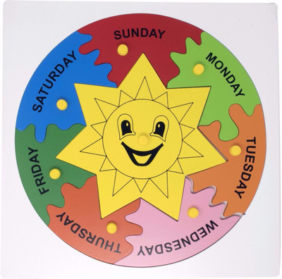 

SHRIBOSSJI Days of the Week wooden puzzle with knob for kids(Multicolor)