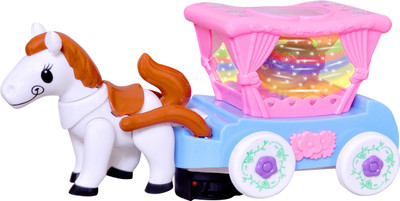 

Myra Flashing Horse Carriage Musical Toy with Rotating Light(Multicolor)