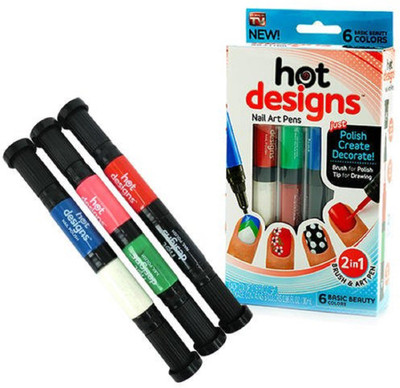 

Sanyal 2 in 1 Hot Designs Nail Art Polish Pens With 6 Glitz & Glam Colors(Multi)