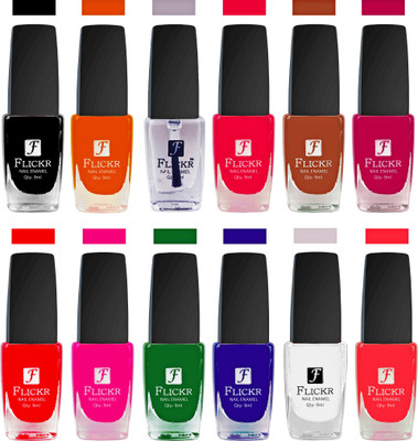 

Flickr Exclusive Extra Shine Nail Polish Combo Red,Orange,Pink,Purple,Mauve,Transparent,Black,White,Green,Blue(Pack of 12)