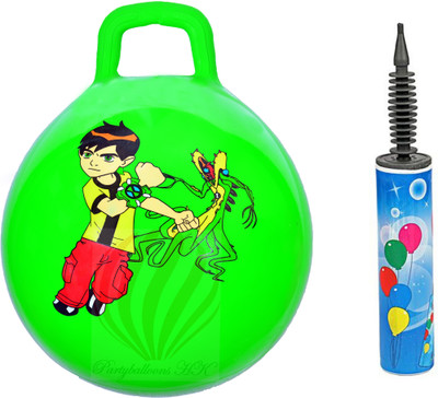 

PartyballoonsHK Ben-10 Hopper Ball ( Green) For Kids Ages 3-6 (Hippity Hop Ball, Hopping Ball, Bouncy Ball With Handles, Sit & Bounce, Kangaroo Bouncer, Jumping Ball, 18 Inches, With pump(Green)